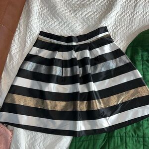 Maurices Black, White, and Gold Striped Mini Skirt